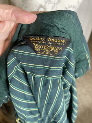 Vintage John Deere Striped Work Shirt Snap Button Logo Green Size Large /XL - Picture 3 of 6