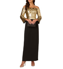 Adrianna Papell Off-the-Shoulder Long-Sleeve Gown MSRP 349 Size 8 14A 2526 Bl