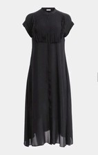 MARELLA ABITO MIDI DONNA NERO FORMA FRANGE. TAGLIA UK 8 ~ NUOVO!