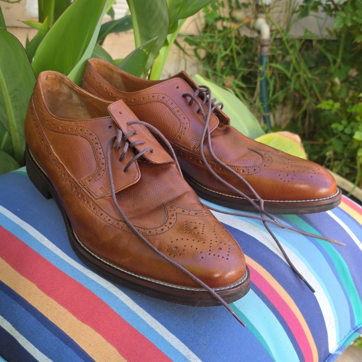 Johnston & Murphy Brown Leather Wingtip Brogue Oxford Shoes 
