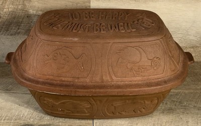 Vintage European Romertopf Terracotta Clay Baker Bread Chicken Roast Animals 