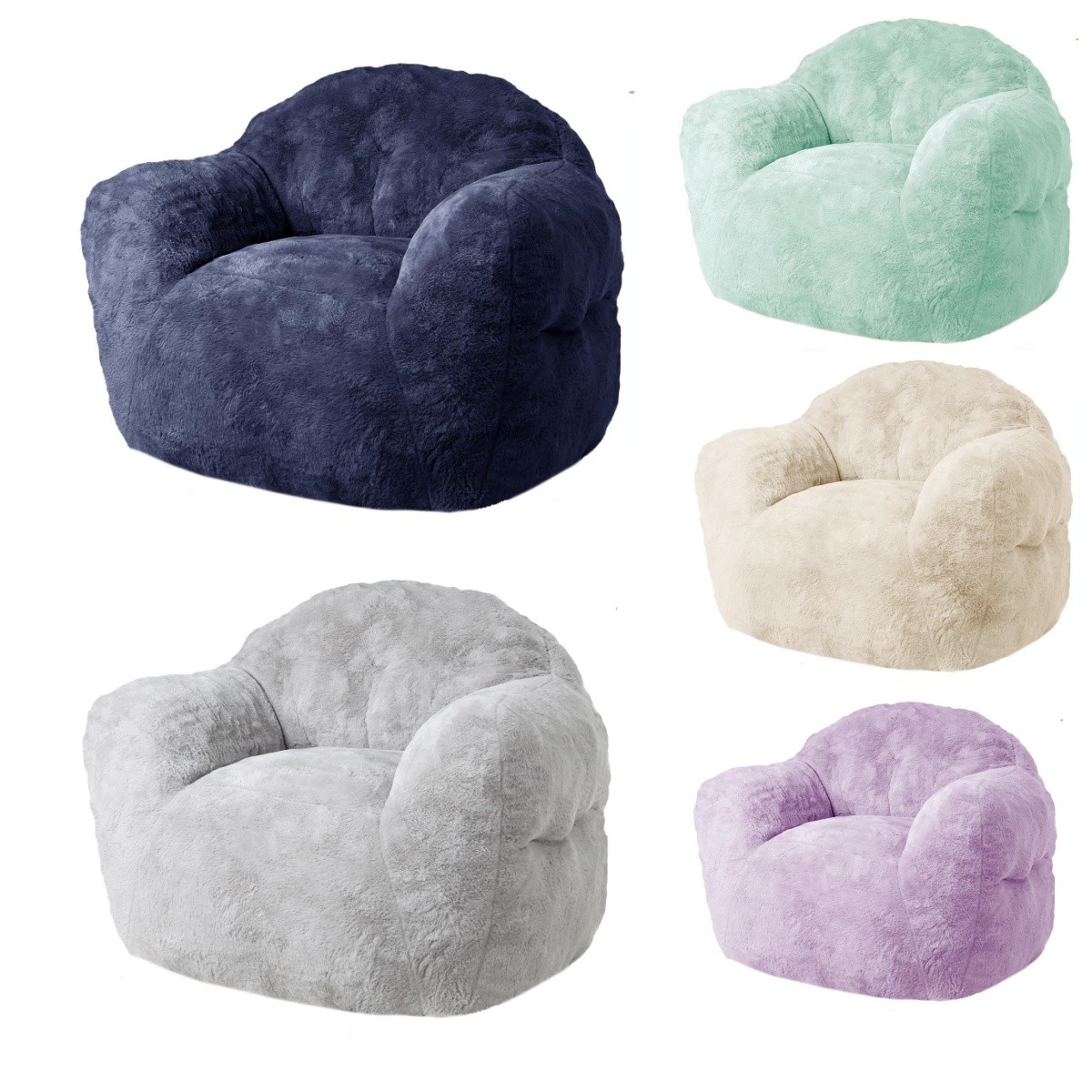 Divano a Sacco per Bambini e Adulti 130x105x85cm Viola/Blu/Beige/Verde/Grigio