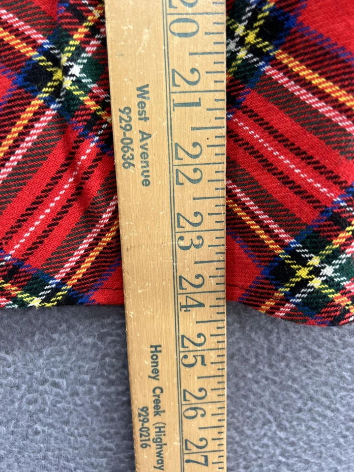 Falda Vintage Roja a Cuadros Para Mujer Talla 164 Mezcla de Lana Midi Acampanada Tartán Años 90 Retro Foto 4 de 4