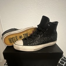 Converse John Varvatos Mini Stud Hi All Star Cuero Negro Tachonado Parte Superior Alta EE. UU. 9