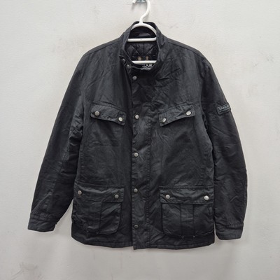 Barbour Duke Wax Waterproof Blue Navy Biker Country Jacket Coat Size Large  Men's UK
