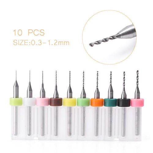10Pcs 0.3~1.2mm PCB Print Circuit Board Carbide CNC Micro Drill Bits ...