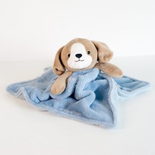 Carters Puppy Dog Blue Lovey 14" Fleece Security Blanket Brown White Puppy