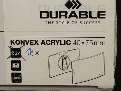 DURABLE Konvex Acrylic 40 x 75 mm Namensschilder / Etikettenhalter   18 Stück
