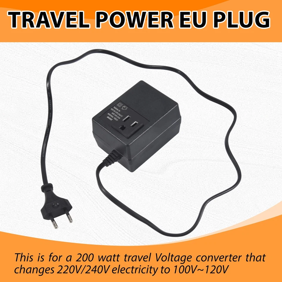 200W AC 220V a 110V Reducir Transformador Convertir Travel Adaptador de En3365 - Imagen 3 de 4