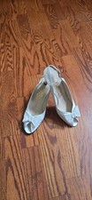 Salvatore Ferragamo Vintage White Slingback Heels 8 AAA Italy
