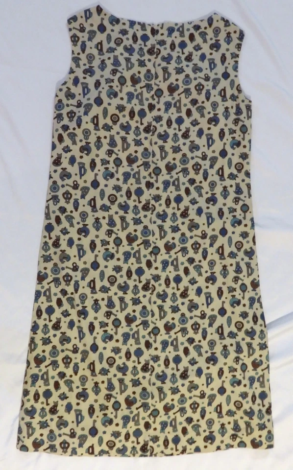 Vestido de Colección Finales de 1960 Jiffy Cambio 36 Busto Dardos Franceses Pollo Gato Estampado Corneta Foto 2 de 4