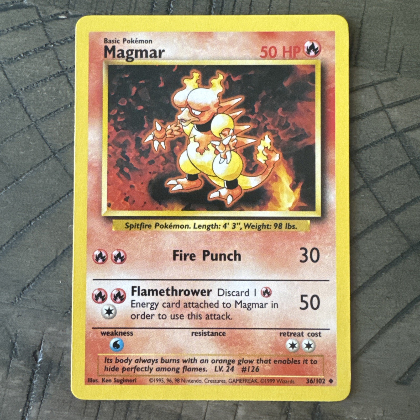 Magmar 36/102 Uncommon Pokemon Card 1999 Base Set Near Mint
