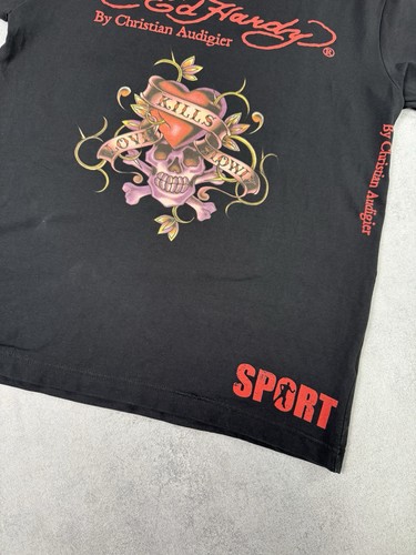 Ed Hardy By Christian Audigier Sport T Shirt Black Men Size M - Picture 9 of 22