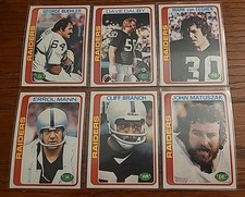 1978 Topps Raiders 6 Card Lot Cliff Branch, John Matuszak, Mann, Van Eeghen NM+