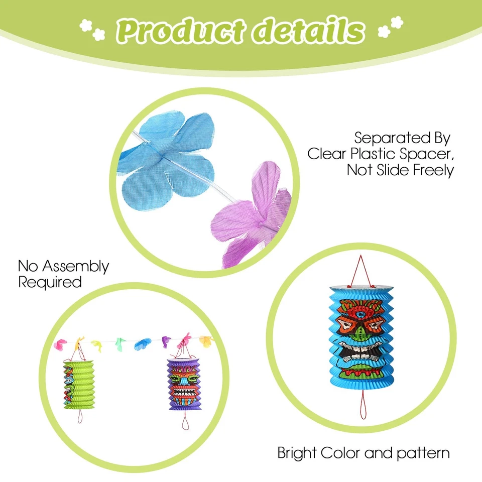 Hawaiano Luau Fiesta Decoraciones Tiki y Flores Linternas Banners Tiki Luau T... Foto 3 de 4