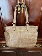 Coach Metallic Gold Embossed Leather Tote Purse