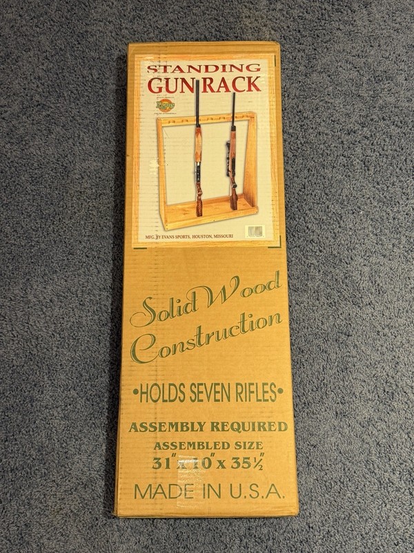 DURABLE Wooden Standing Rifle Rack Holds 7 Storage Firearm Long Guns Shotguns