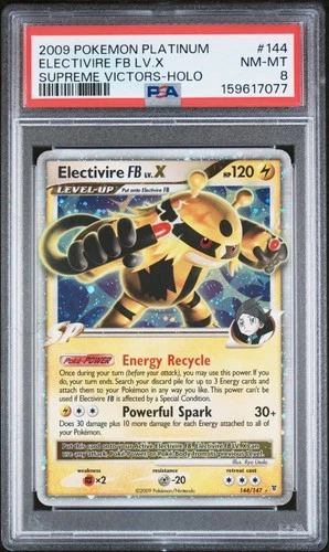 2009 POKEMON PLATINUM SUPREME VICTORS #144 ELECTIVIRE FB LV.X-HOLO PSA 8