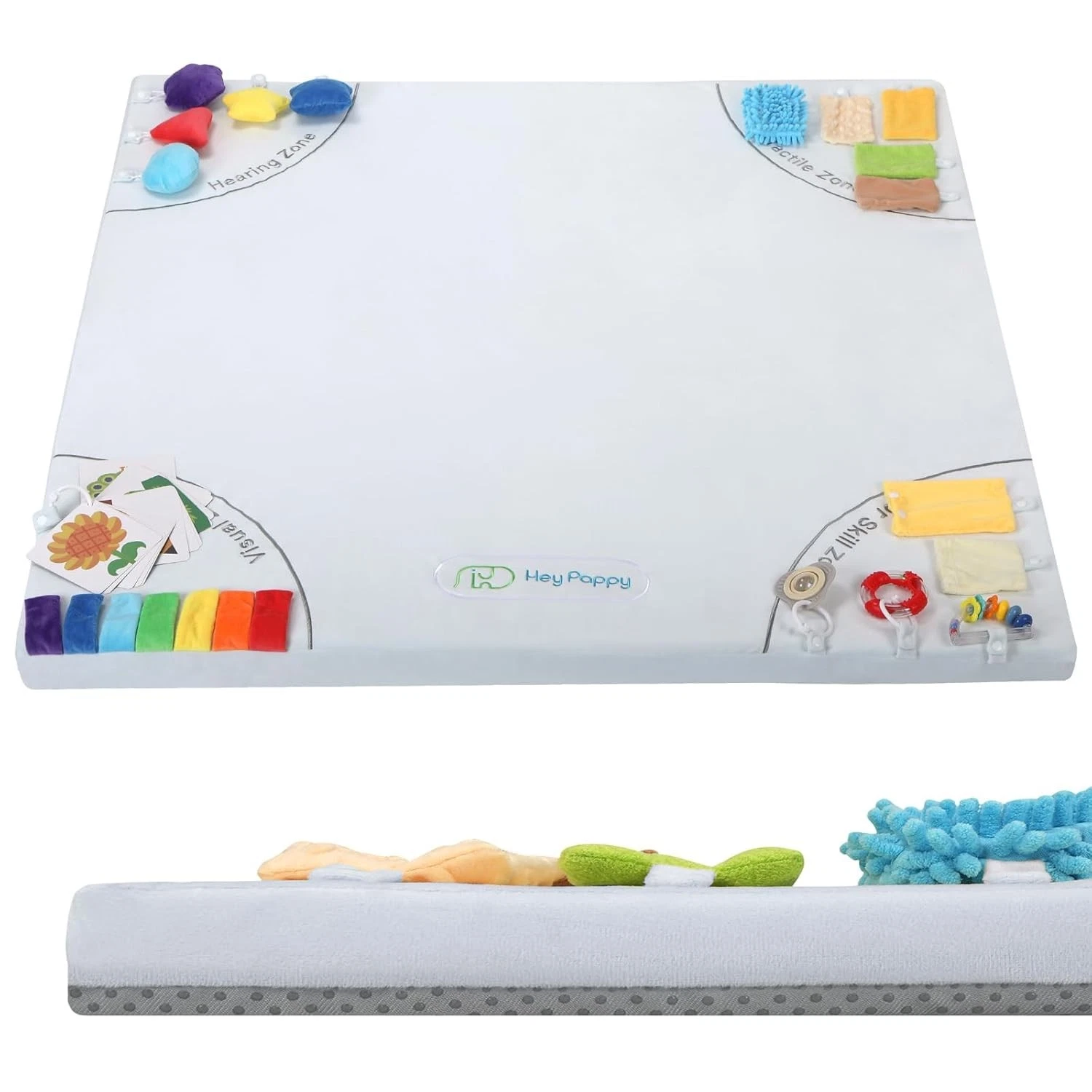 Baby Play Mat, Unique Crawling Mat w/ 4 Sensory Development Zones 50"x50"