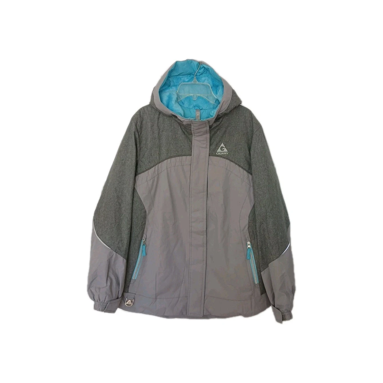 Gerry Snow Jacket Girls L 14-16 Gray Blue Hooded Ski Parka Snow Winter Coat EUC