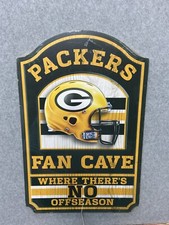 Green Bay Packers Fan Cave Hardboard Wood Sign 11"X17" NFL Licensed