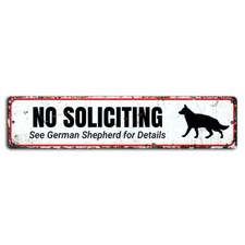 No Soliciting See German Shepherd Funny Rustic Street Sign 18x4