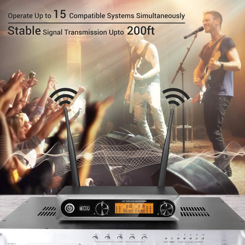TONOR Wireless Microphone,Metal Dual Professional UHF Cordless Dynamic Grey - Picture 4 of 9