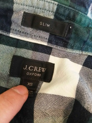 J. CREW Oxford Women's Green Blue White Plaid Button Shirt Top Size XS - Picture 3 of 4