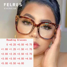 Women Square Blue Light Blocking Reading Glasses Clear Lens Full Frame Glasses