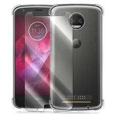 Anti-Shatter Screen Protector + Soft Slim Case f Motorola Moto Z2 Force XT1789