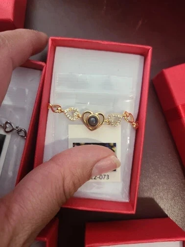 Pulsera Personalizada Proyección Foto Imagen Corazón Pareja Amor Regalo Dorado Plata Foto 4 de 4