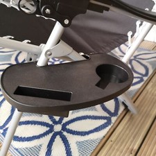 Image of Set of 2 Black Plastic Cupholder Side Tray for Garden Gravity Chairs