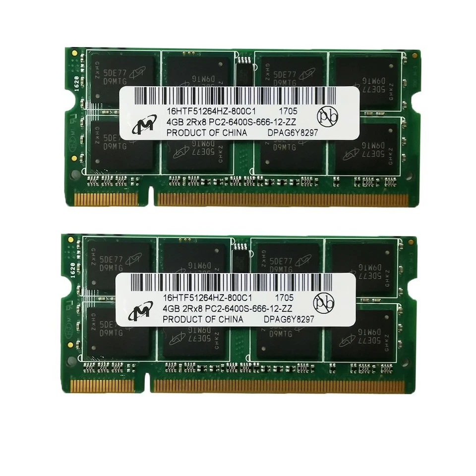 8GB 2x 4GB /2GB DDR2 800MHz PC2-6400S 200Pin SODIMM Laptop Mémoire RAM Micron FR - Imagen 2 de 4