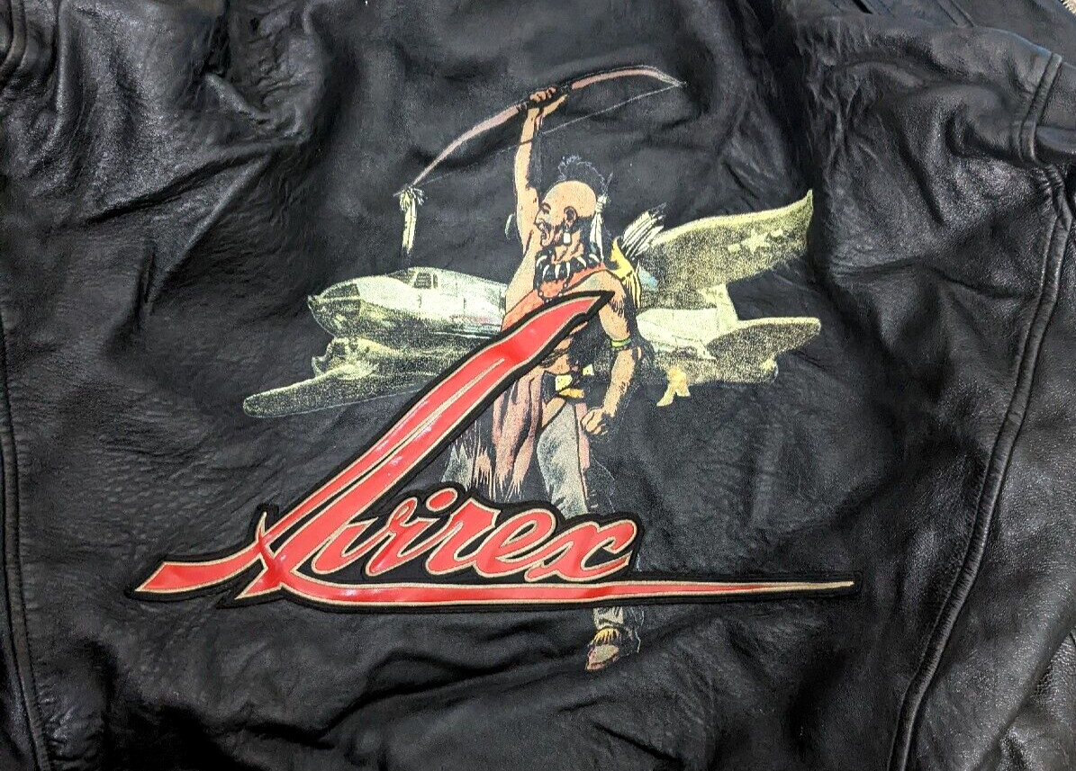 Vintage Rare Avirex Jacket Mens 5XL Flight Bomber Leather Indian Warrior READ image 2