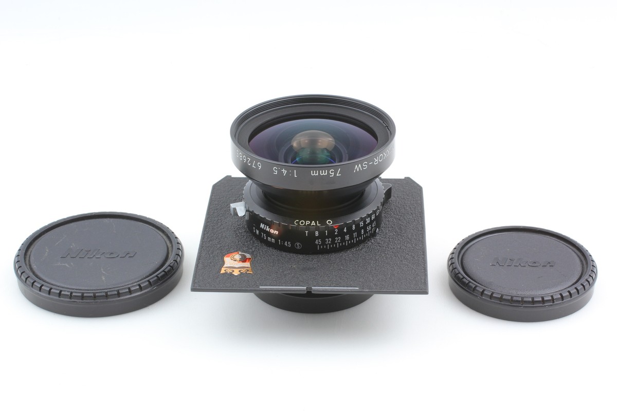 Nikon Nikkor SW 75mm 1:4.5 COPAL O レンズ Top MINT w/ Caps ] Nikon NIKKOR SW 75mm F4.5 S Copal O Large