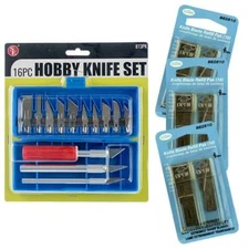 16pc EXACTO STYLE HOBBY KNIFE FOR MULtI-PURPOSE CRAFTS &  REPLACEMENT BLADES