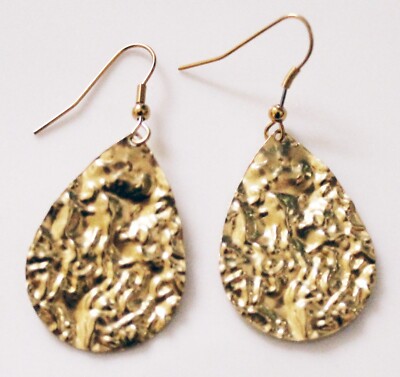 Ohrhänger Edelstahl (Chirurgen-)Stahl 24K vergoldet 4 cm lang, TROPFENFORM