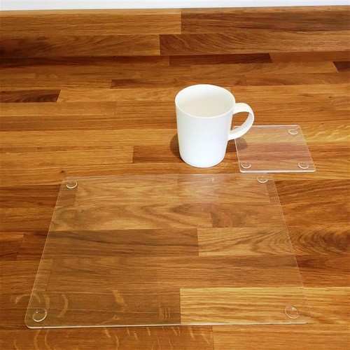 Rectangle Shaped Clear Gloss Acrylic Placemats & Coasters 11.5x8.5