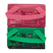 NEW Trader Joe's Mini Insulated Tote Bag Bundle Pink & Green Limited Edition!!