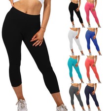 Ladies Womens Cropped Leggings Capri Pants Casual Summer Plus Size 8-22