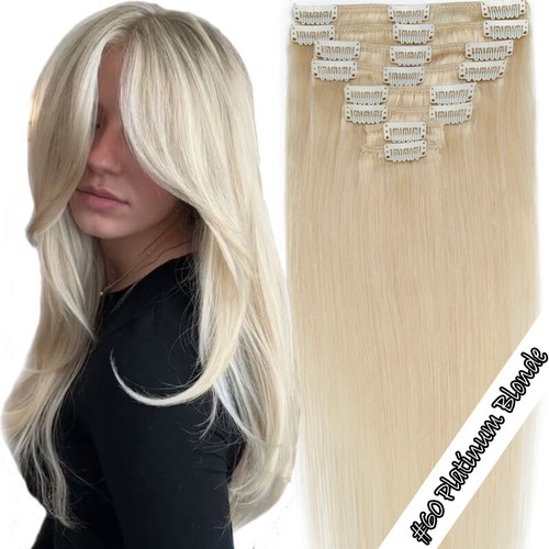 Clip In 100% Remy Echthaar Extensions Full Head Straight 8 Stück Short Middle - Bild 22 von 36