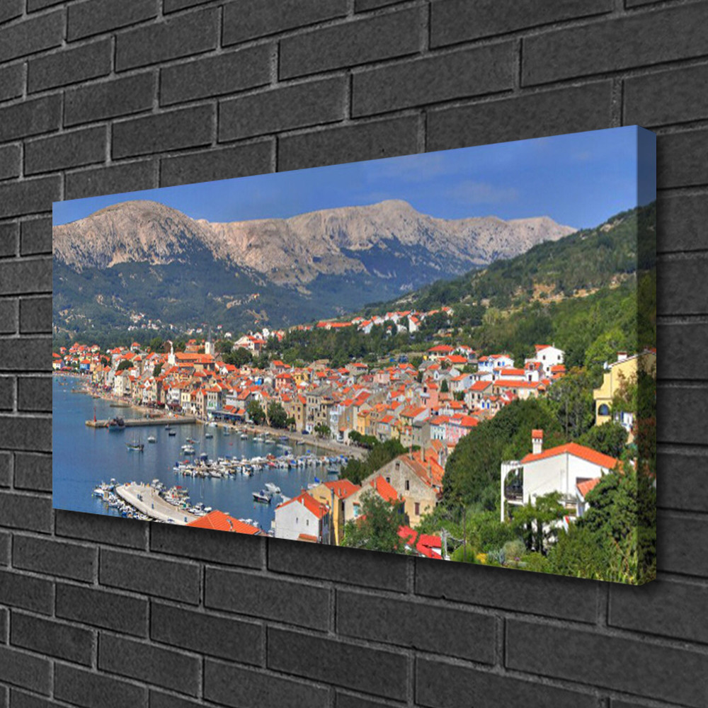 Tableau impression sur toile de maitre paysage urbain format 100x50 cm