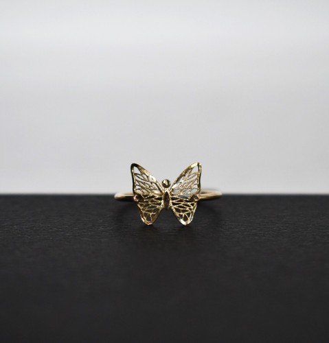 ️14K GELBGOLD FILIGRANER SCHMETTERLINGSRING Größe 6 ITALIEN - Bild 3 von 14