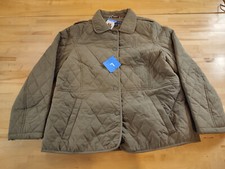 Tommy Hilfiger Women  s Quilted Snap Closure Jacket with Pockets Green Large