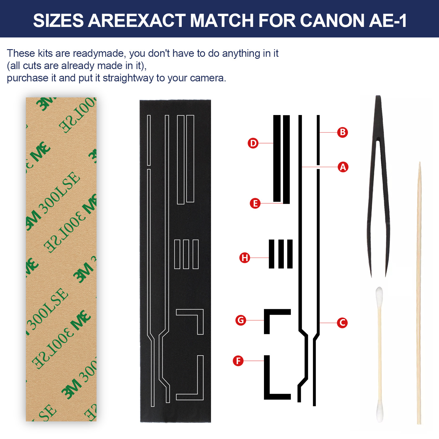 Pre-Cut Light Seal Foam Sponge Kits For Canon AE-1/AE-1 Program Film Camera US