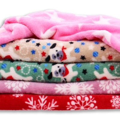 Superweicher Plüsch Kuschel Fleece Kinder Haustiere Muster Waschbar Strick Decke Stoff