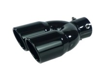 Twin Gloss Black Exhaust Tips 63mm Inlet Dual 76mm Outlet Muffler Tail Pipe