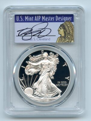 2018 S $1 American Proof Silver Eagle PCGS PR70DCAM FS Thomas 2018 S $1 American Proof Silver Eagle PCGS PR70DCAM FS Thomas