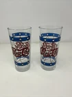 Pair Of Vintage 1970s Pepsi Cola Stained Glass Style Tiffany Beverage Glasses