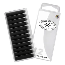 12 THornton's  Short Standard International Fountain Pen Ink Cartridges, Black